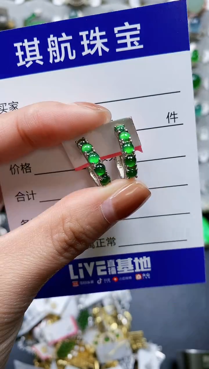 【闪购商品】翡翠耳饰银S925镶嵌0319