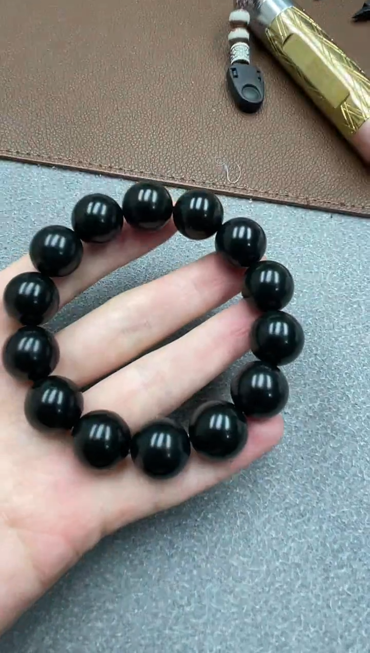 未镶嵌手串和田玉黑青16