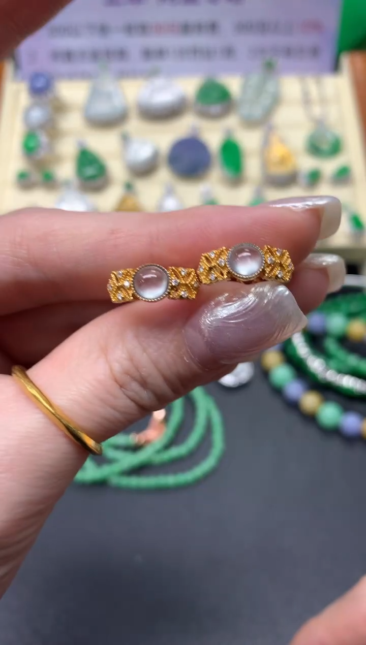 【闪购商品】翡翠耳饰18K金镶嵌耳饰|3500+350