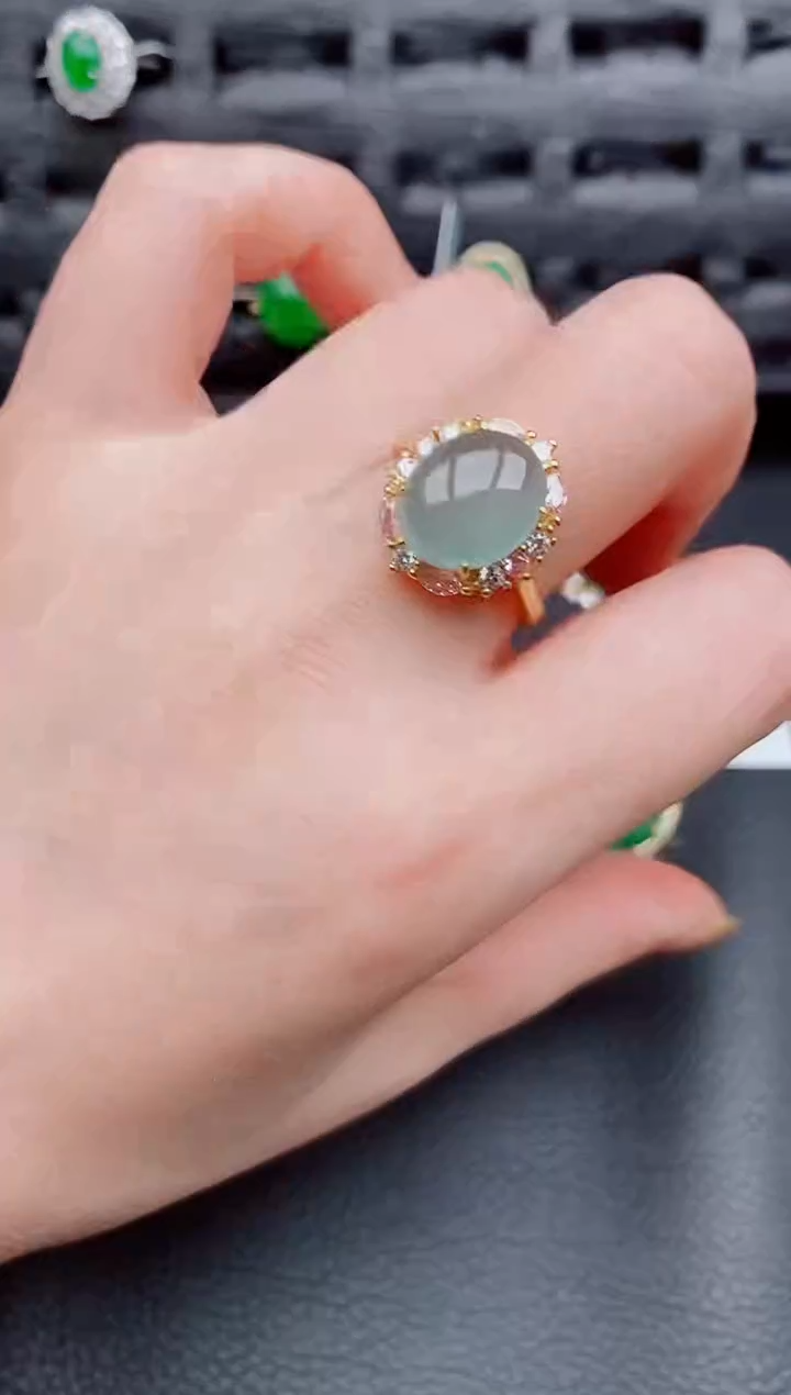 【闪购商品】翡翠戒指银S925镶嵌天然a货翡翠535
