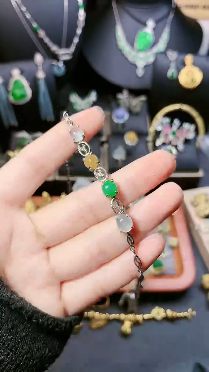 【闪购商品】翡翠手链银S925镶嵌手链