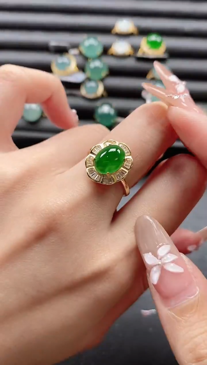 【闪购商品】翡翠戒指银S925镶嵌51151