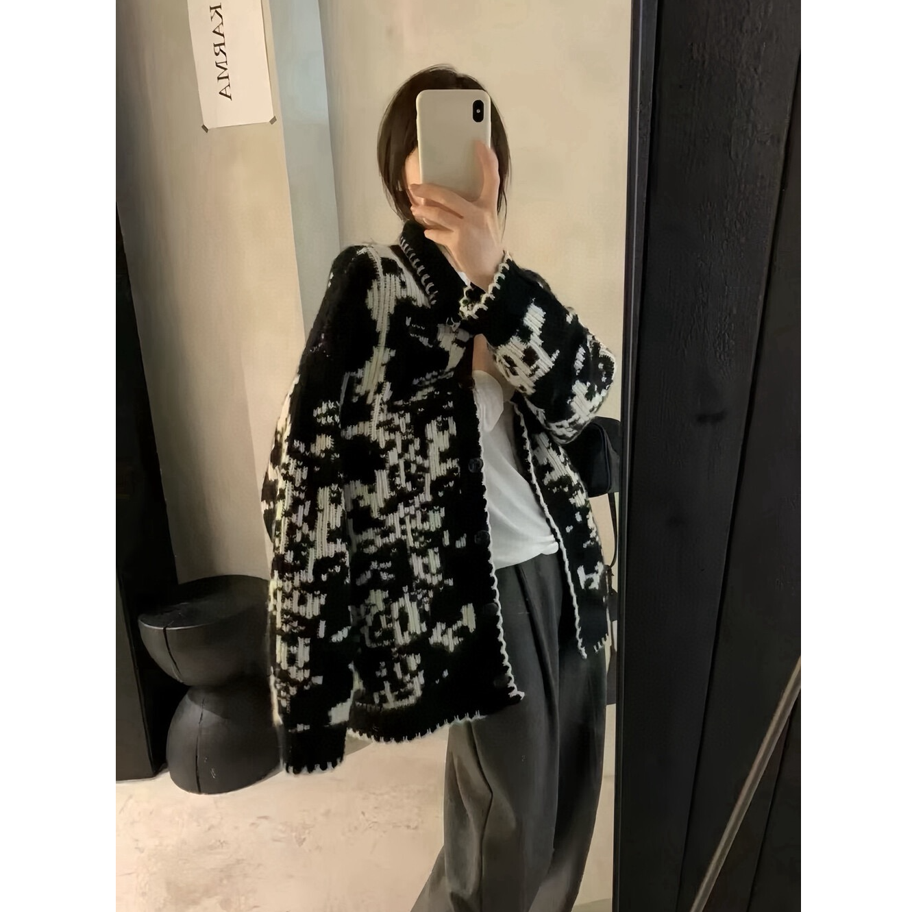 【重磅加厚】冬季超厚小高领拼色提花设计羊绒羊毛针织衫宽松百搭