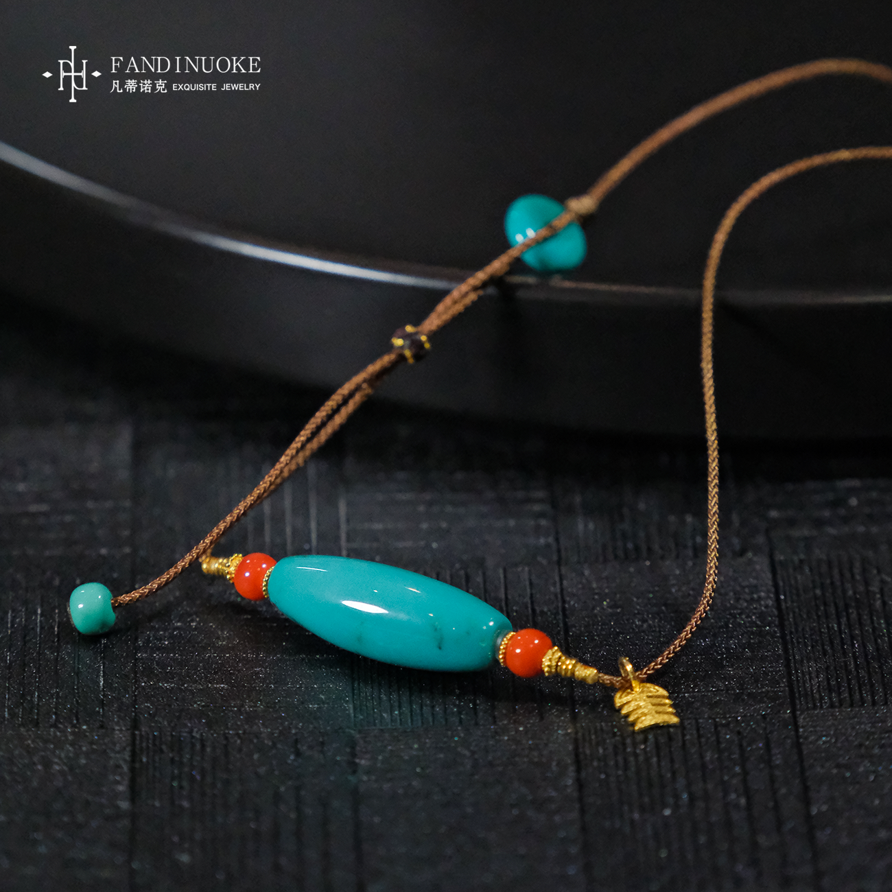 【加加专属】5 MJ31239-18k金绿松石项链—多样性发一件-24*8mm，60cm