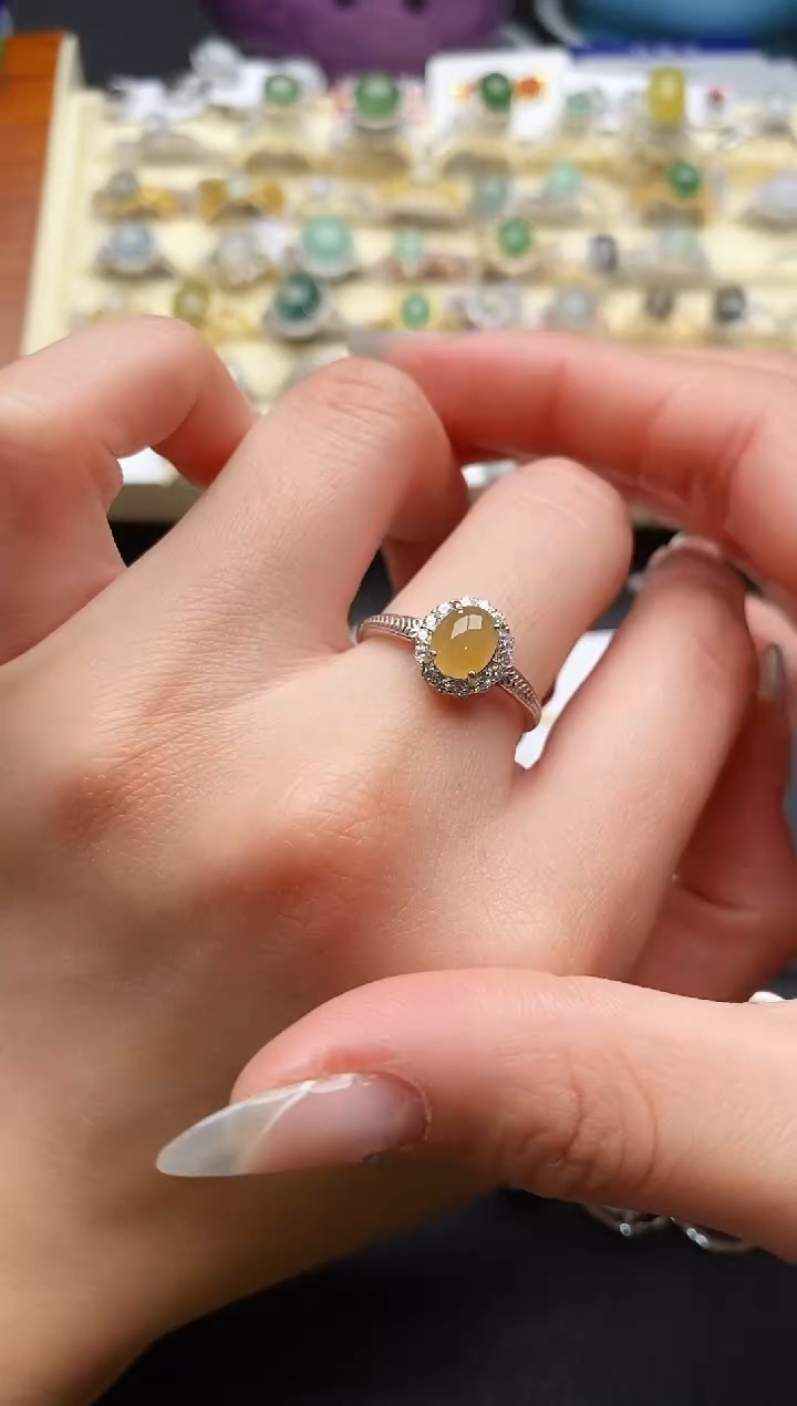 【闪购商品】翡翠戒指银S925镶嵌55555555+5