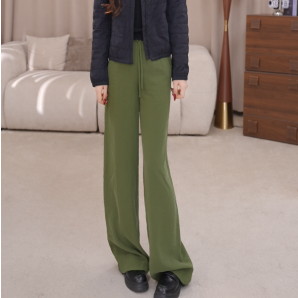 AMASS/阿玛施新款垂感直筒裤雅丹风秋冬百搭松紧腰休闲裤5100552