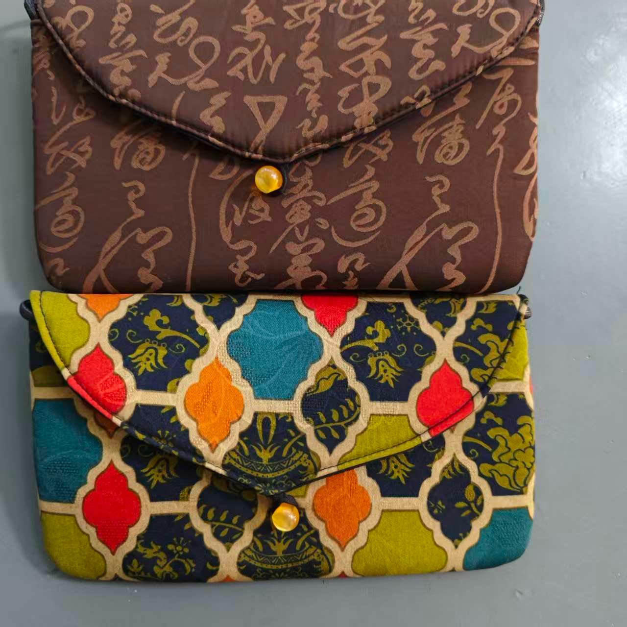 好看文字复古中国风印花提花小方包斜跨方形斜挎包