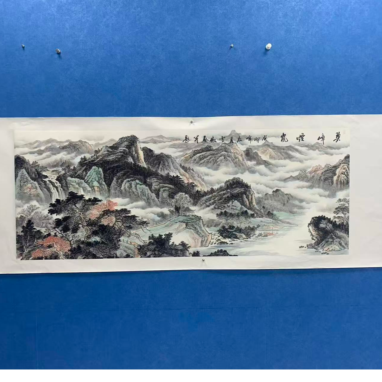 李雪傲-碧璋烟岚-六尺山水横幅-手绘