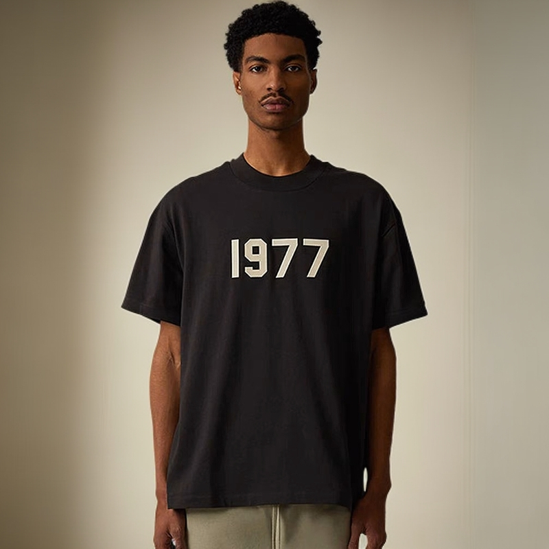 第八季美式复古1977植绒宽松男女款情侣纯棉休闲短袖