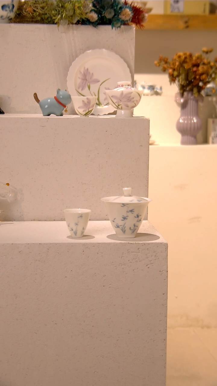 青花玉兰 盖碗加茶杯