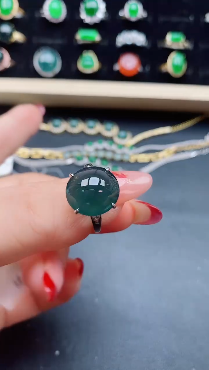 【闪购商品】翡翠戒指银S925镶嵌508005