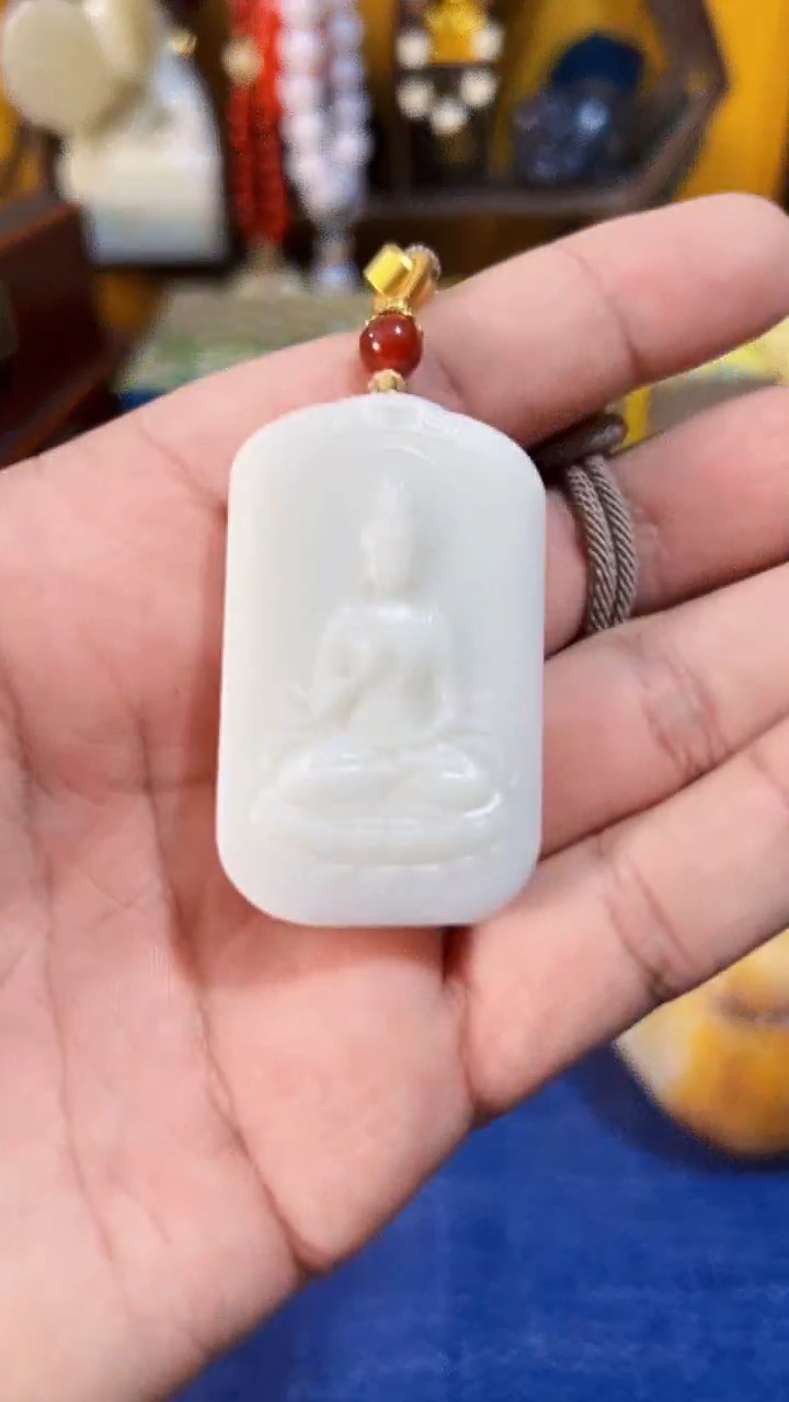 和田玉未镶嵌挂件和田 米达35观音牌（飞铃文玩）