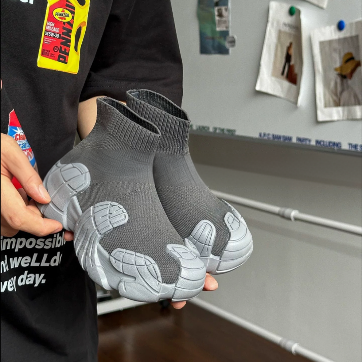 2862儿童飞织八爪鱼袜子靴女童简约防滑百搭男童弹力休闲鞋运动鞋