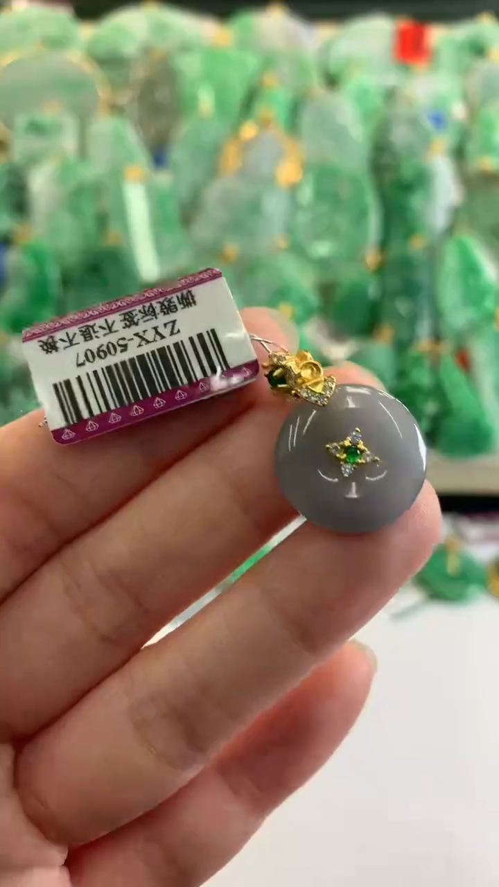 【闪购商品】翡翠吊坠(不含链)银S925镶嵌挂件