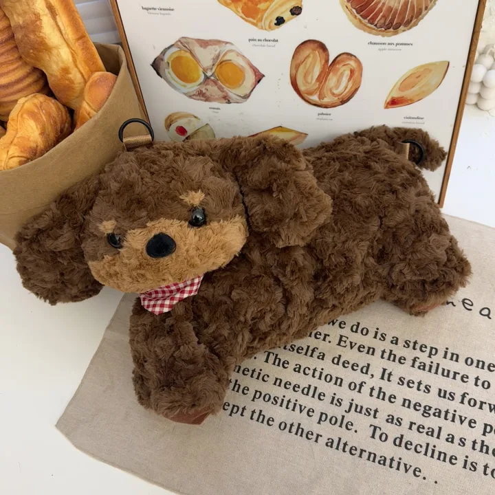 小小腊肠狗毛绒手提单肩斜挎可爱学生时尚设计感仿真百搭包包