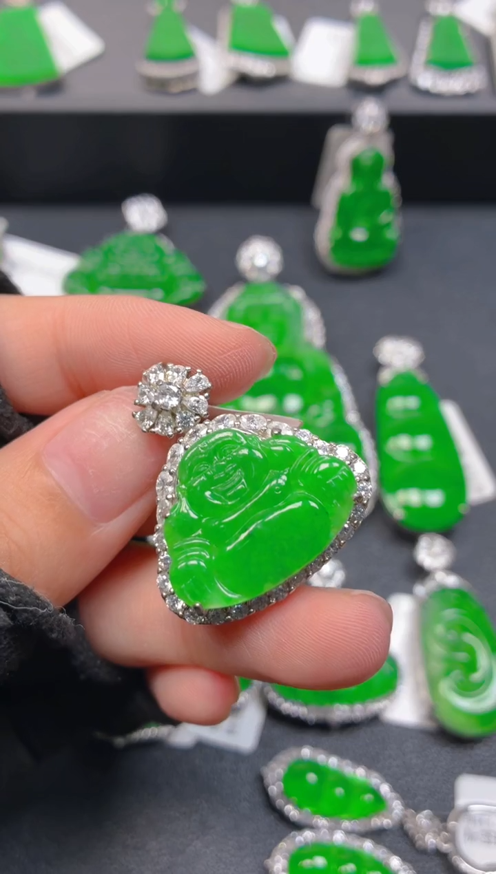 吊坠(不含链)银S925镶嵌翡翠晓*1