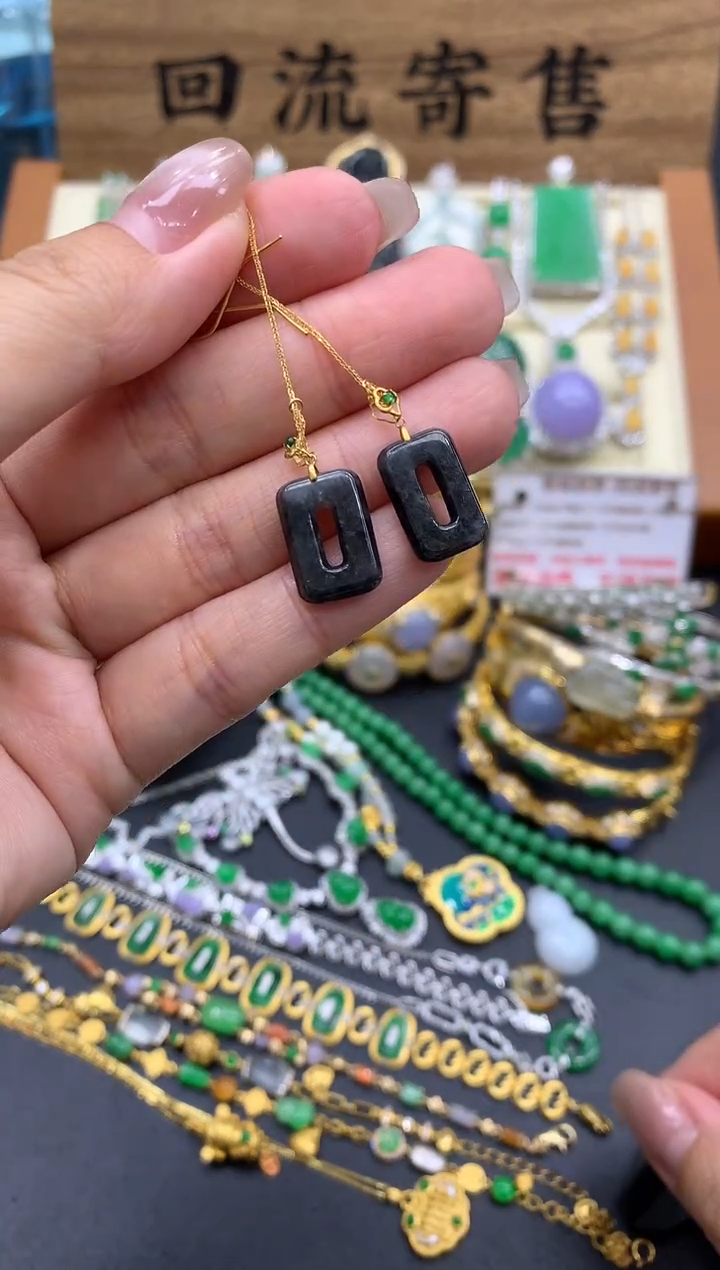 【闪购商品】翡翠耳饰18K金镶嵌74-中国好珍宝