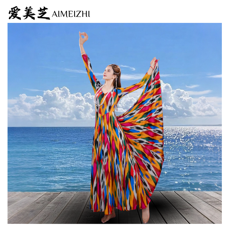 Q-03 新款升级新疆艾德莱斯连衣裙飘逸长款民族风