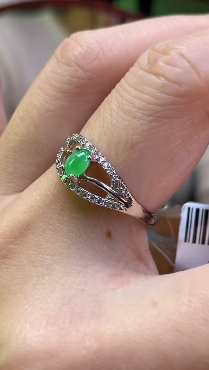 颈饰银S925镶嵌翡翠净货15945