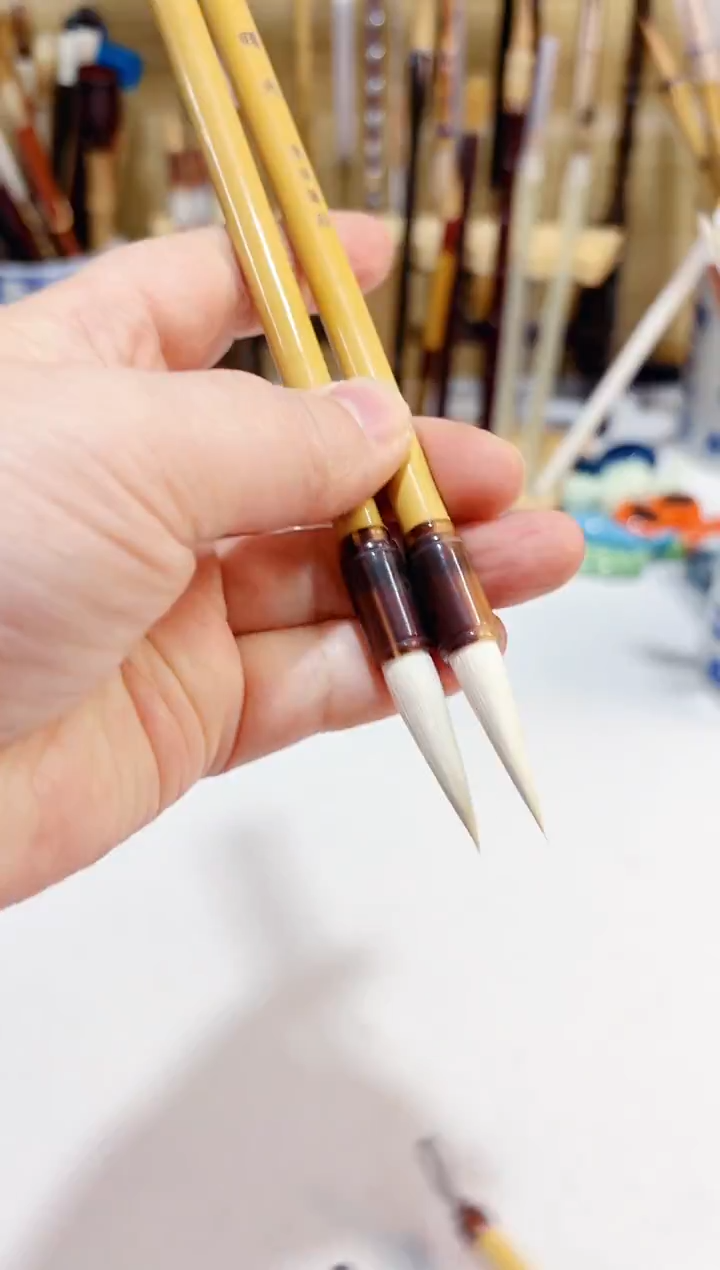 曙光 新款竹杆光峰纯羊毫毛笔2支 出锋3.0 口径0.7 试墨不售后