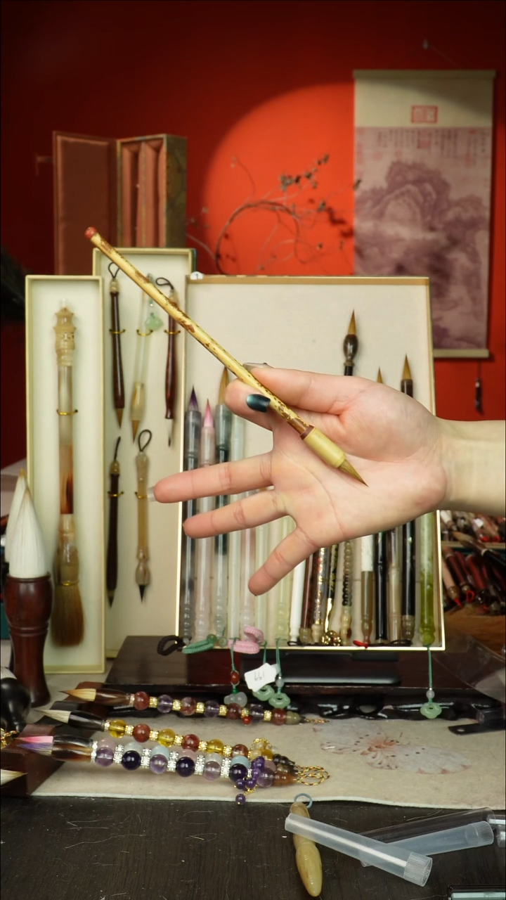 307号闪孤品高货毛笔链接 清水试笔 蘸墨不退