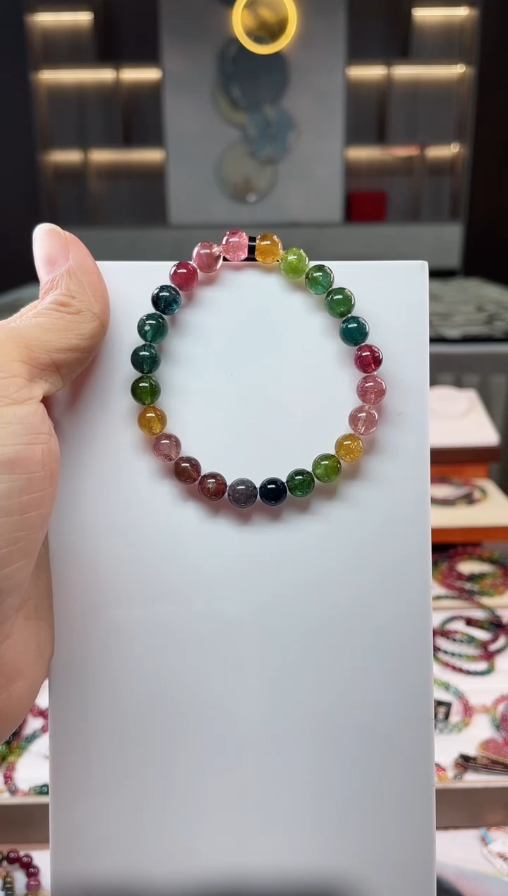 未镶嵌老矿碧玺单圈手串7mm+碧玺（多样性发一条）Q
