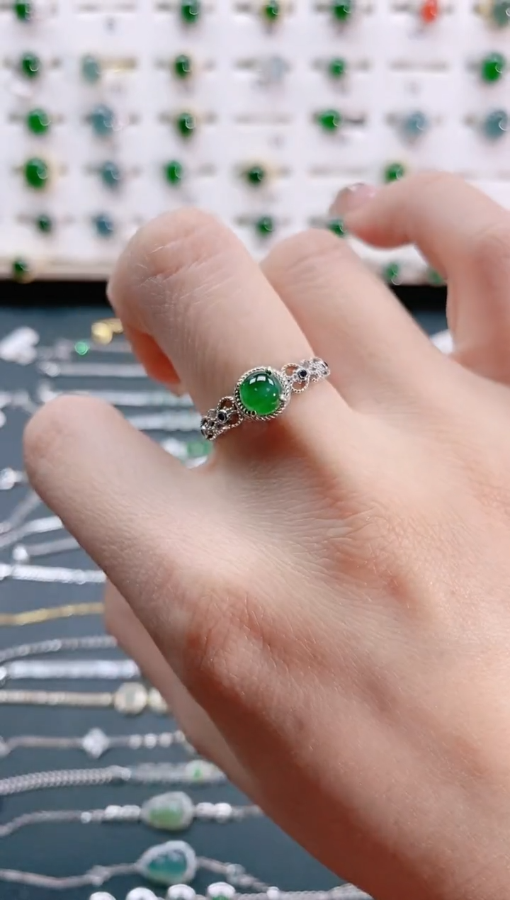 【闪购商品】翡翠戒指银S925镶嵌天然翡翠
