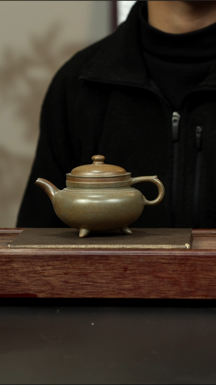 茶壶紫砂蟹壳青柴烧 古卣傲雪