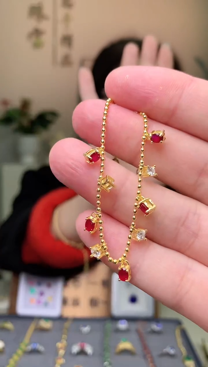 【闪购商品】红宝石手链银S925镶嵌手链