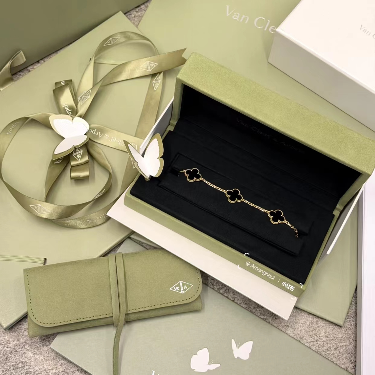 未使用 梵克雅宝 黑金五花手链 18188476