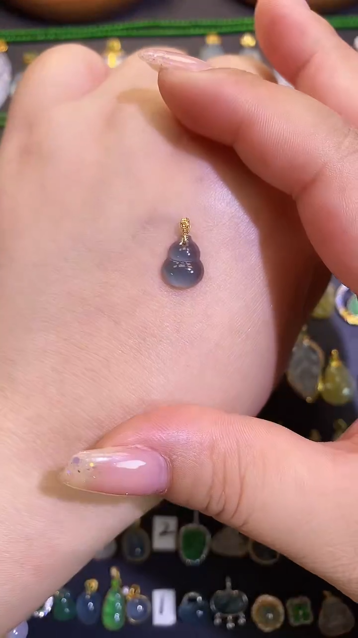 翡翠18K金镶嵌吊坠(不含链)1