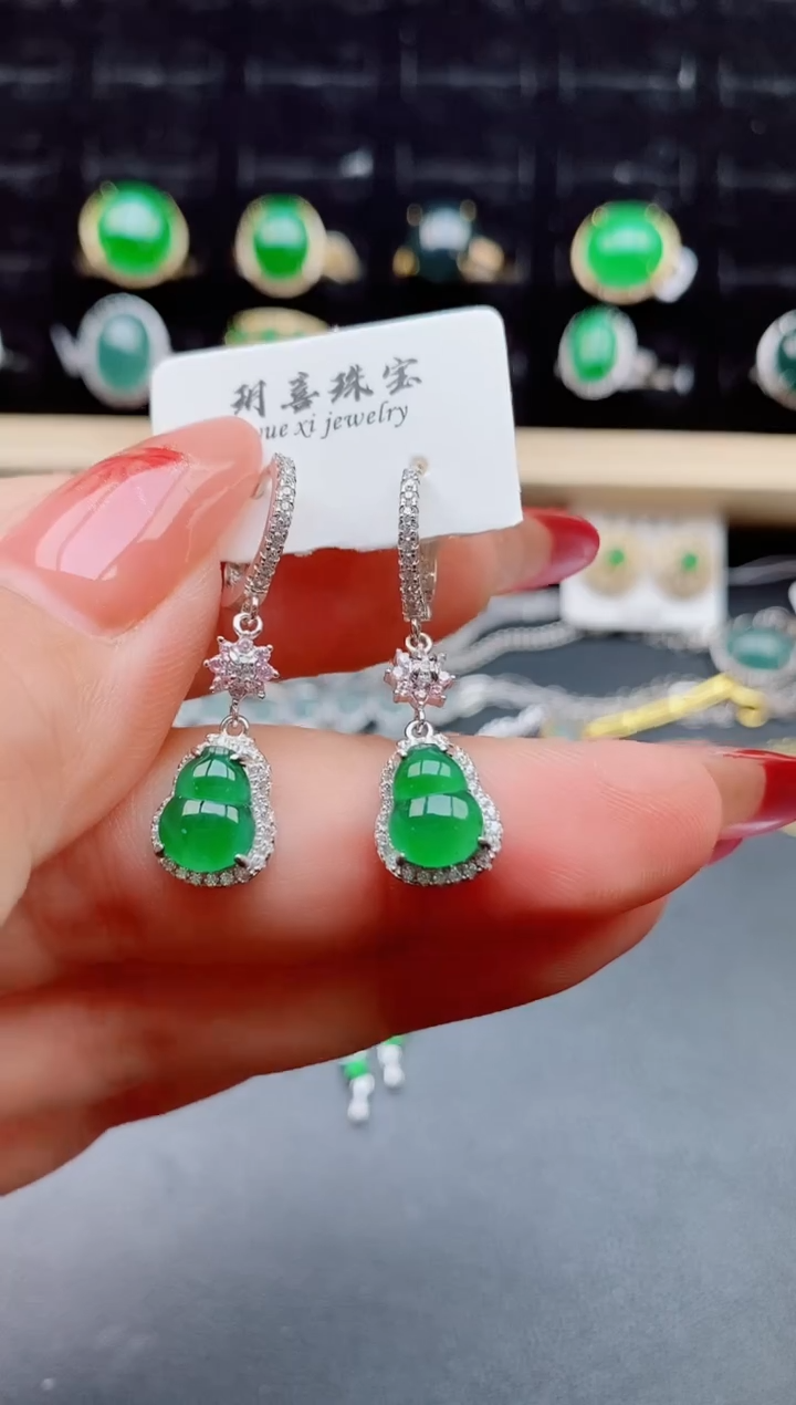 【闪购商品】翡翠耳饰银S925镶嵌5805