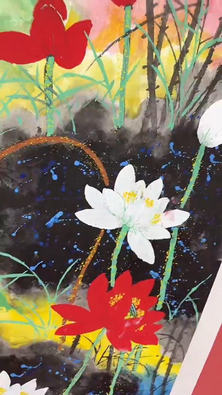 国画荷塘共舞       