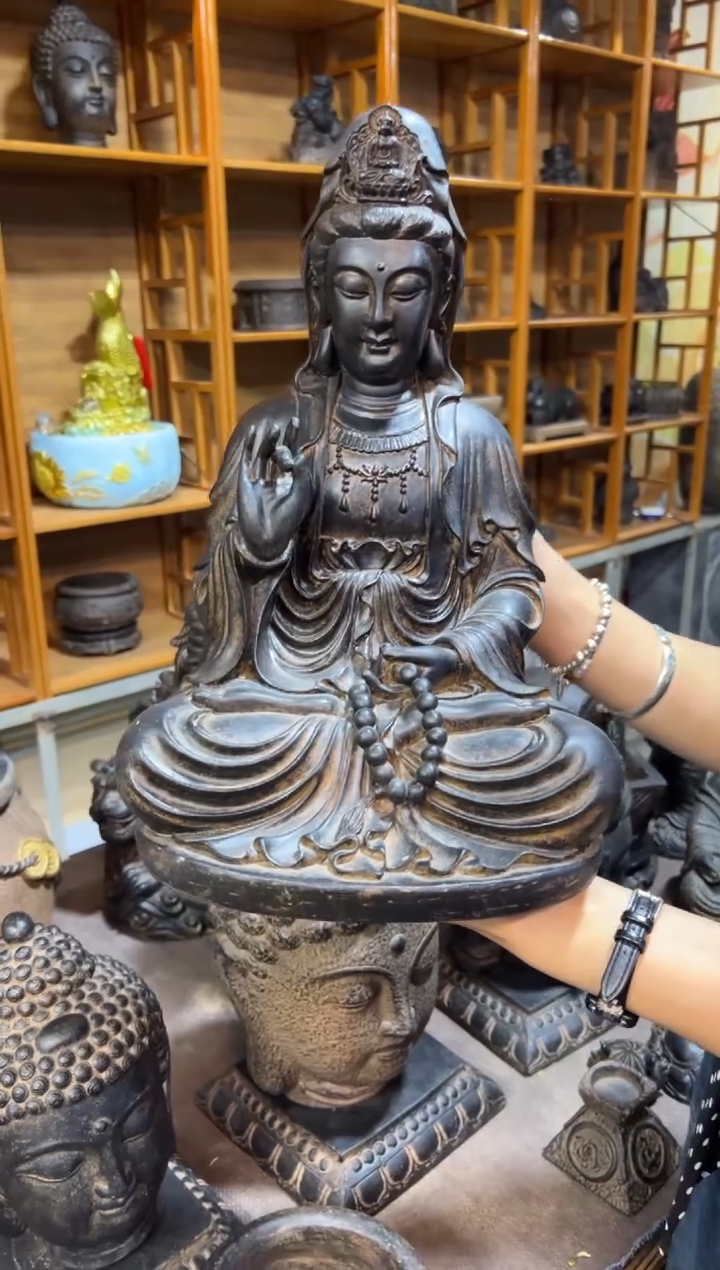 陶土【合成青石】自渡观音