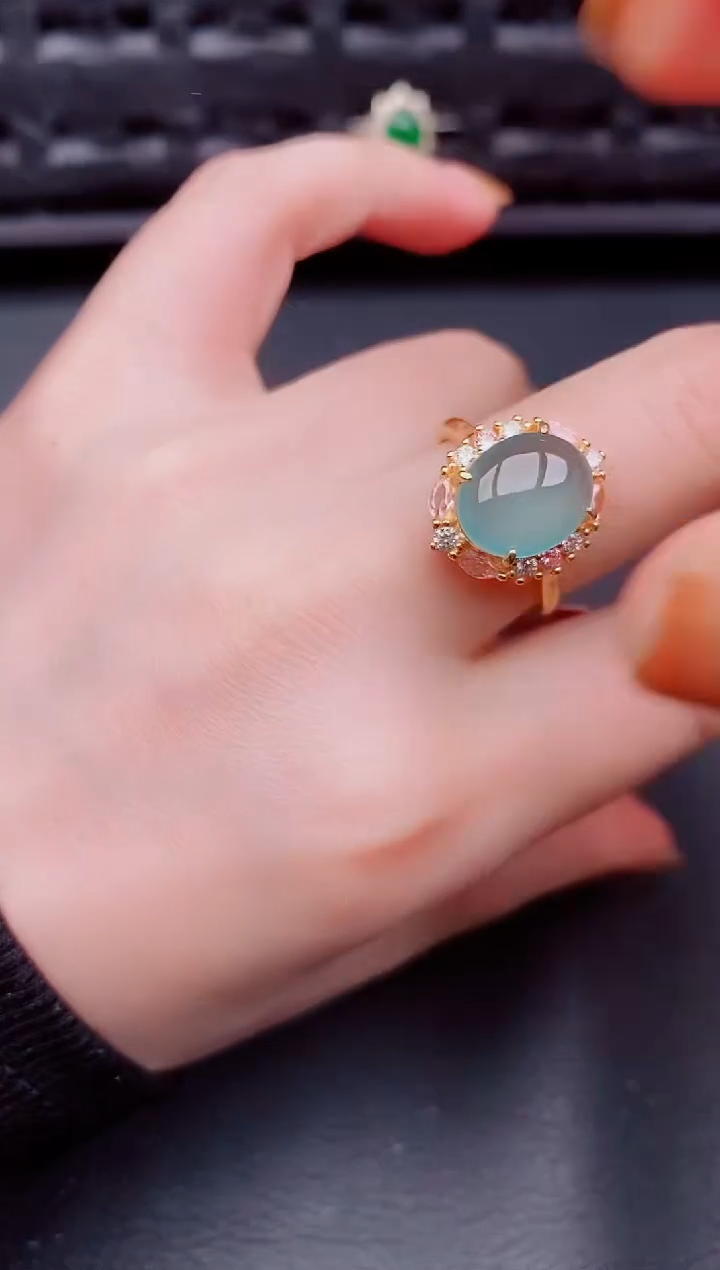 【闪购商品】翡翠戒指银S925镶嵌天然a货翡翠469