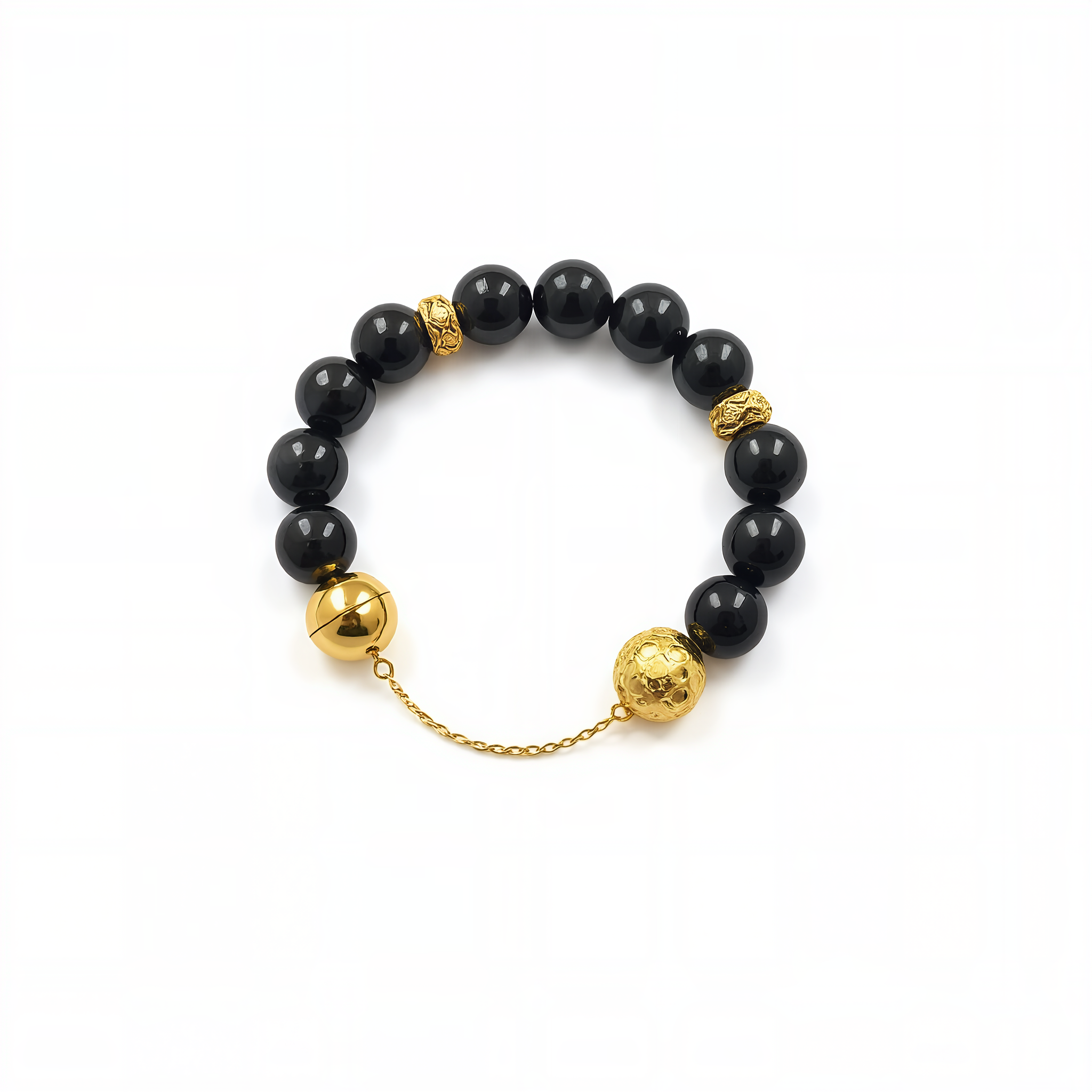 锌合金手链 女款时尚光珠稳重黑色【赤铁矿】宇宙护盾手串