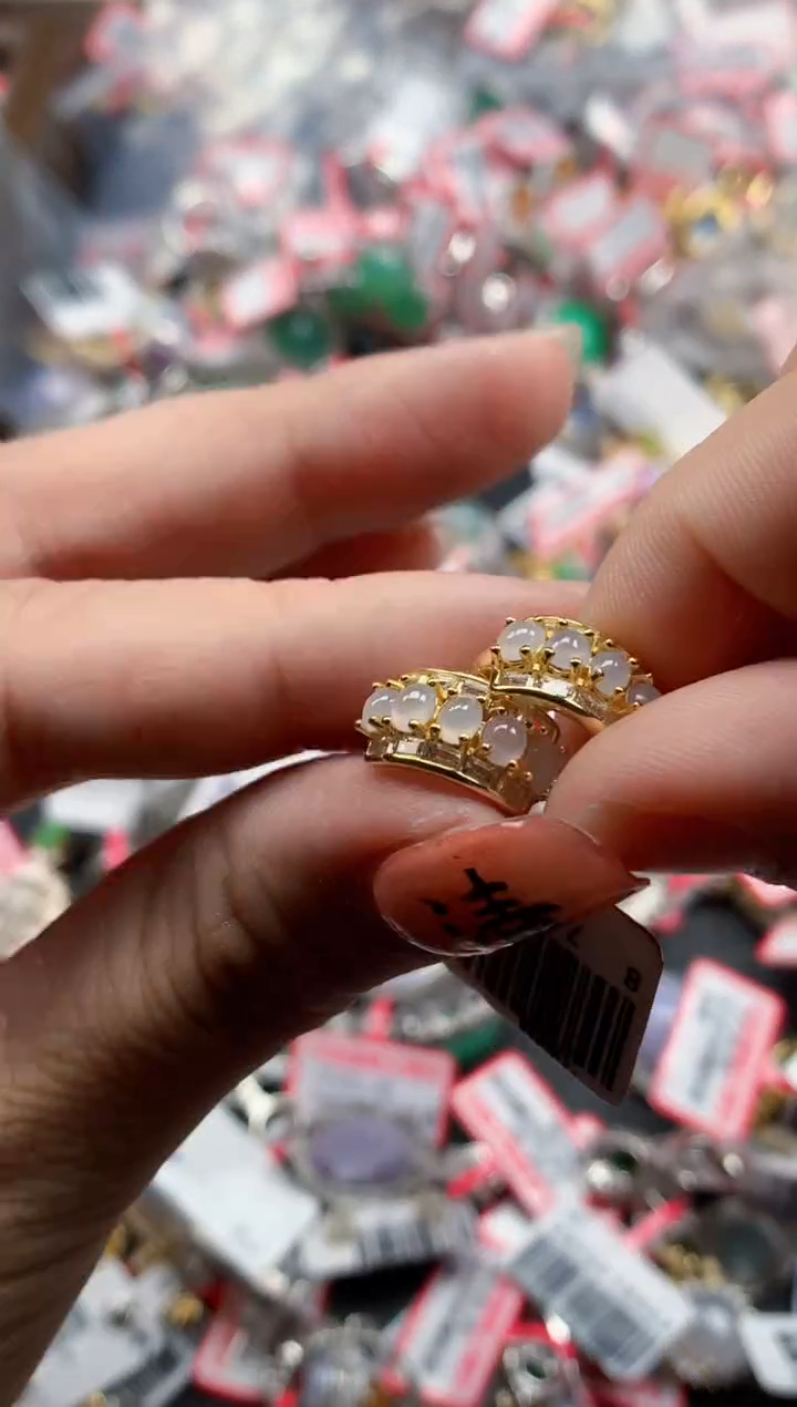 银S925镶嵌戒指翡翠天然A货缅甸翡翠