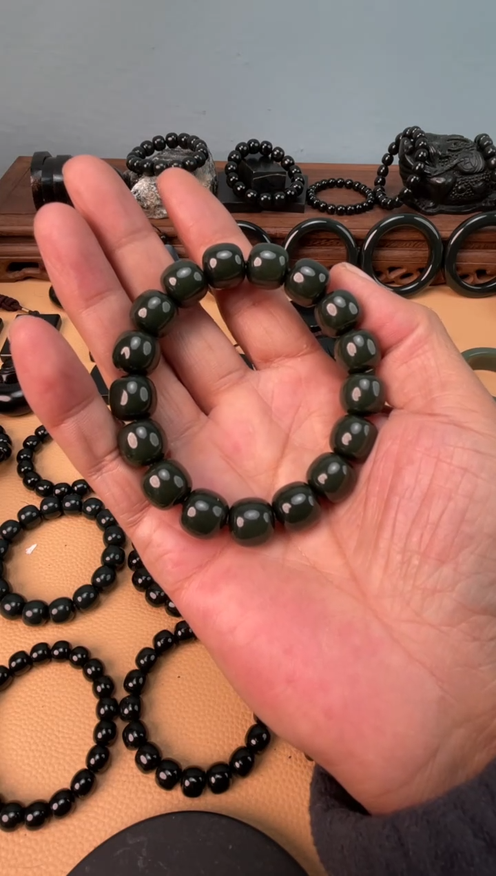 未镶嵌手链和田玉和田玉皮勒村老矿塔青卡13特细不黑