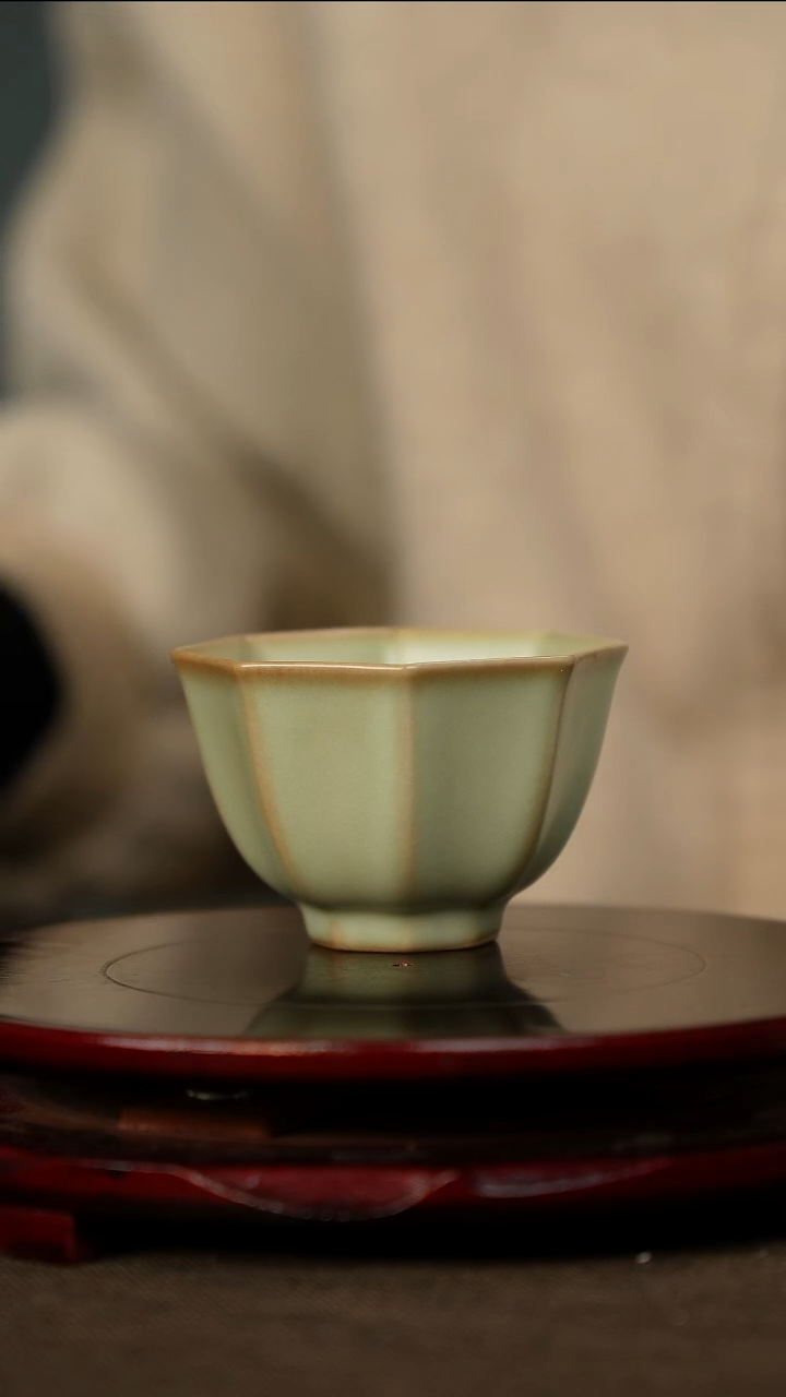 全品 粉青 八方杯 