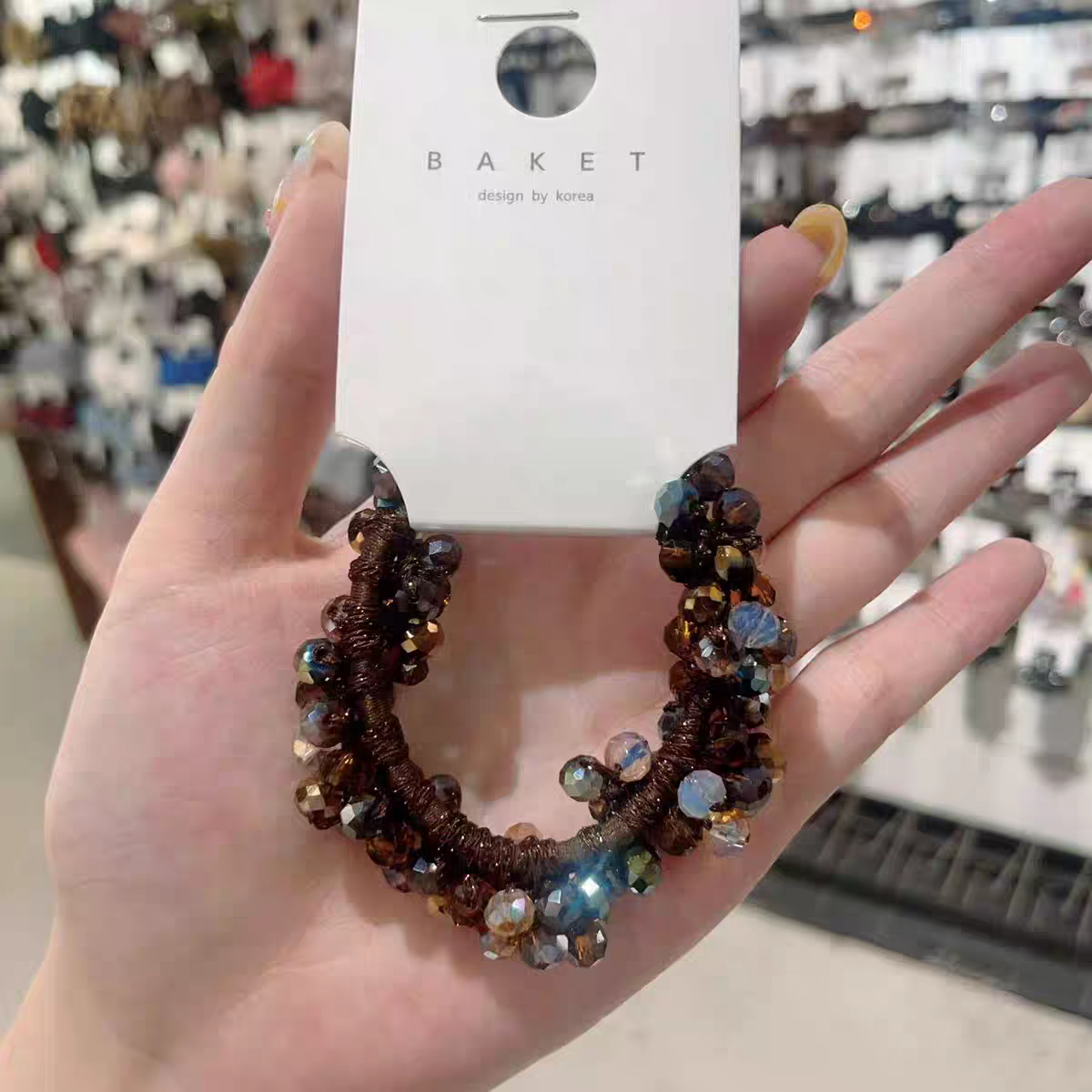 韩版东大门晶钻串珠发绳