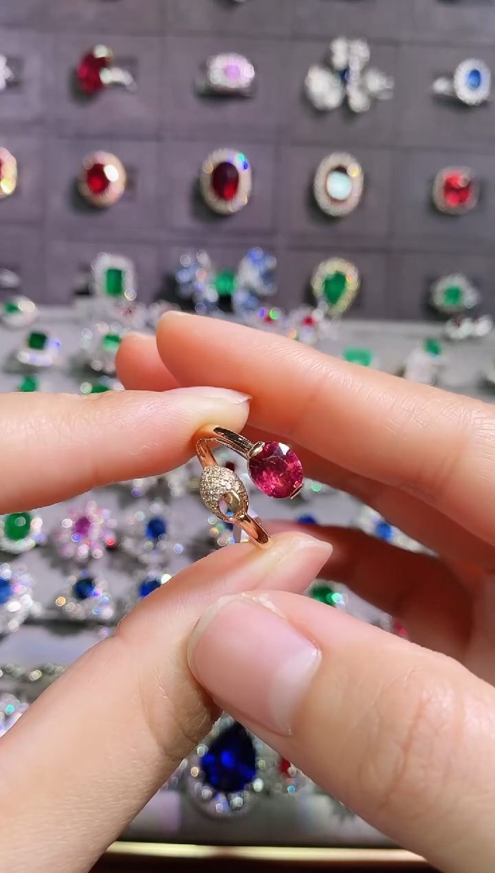 【闪购商品】碧玺18K金戒指18K金镶嵌--