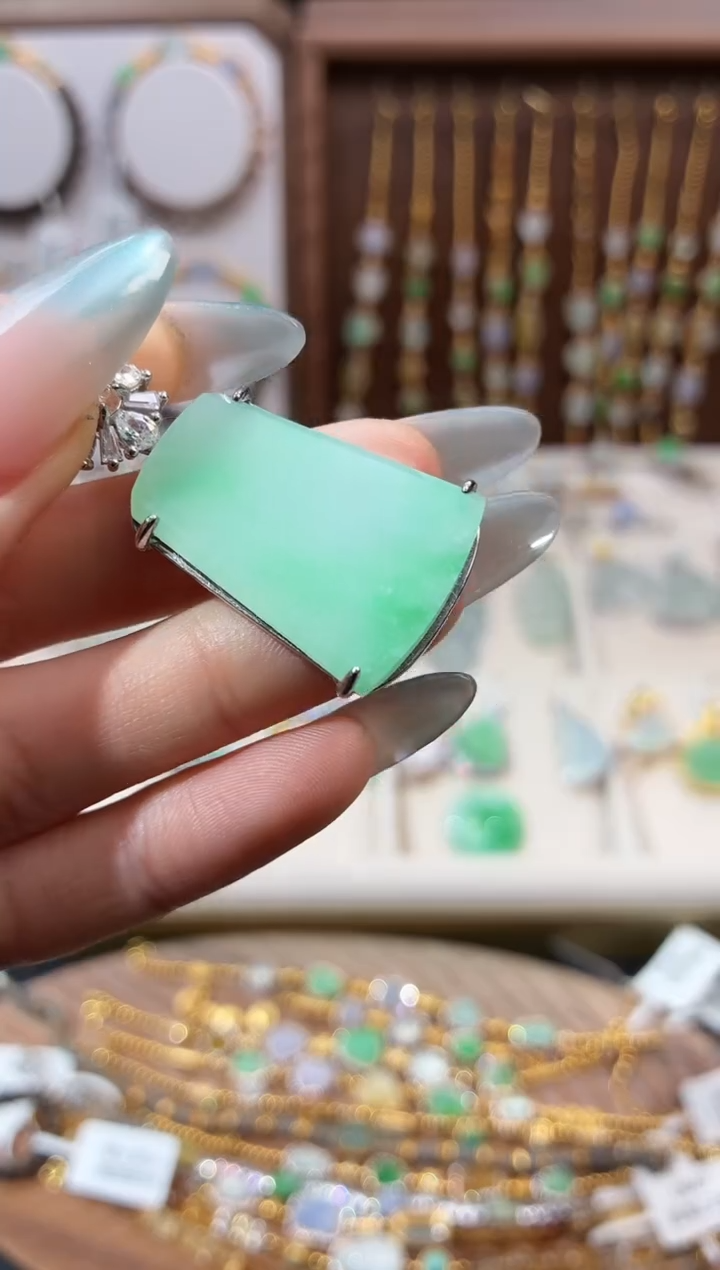 吊坠(不含链)银S925镶嵌翡翠吊坠