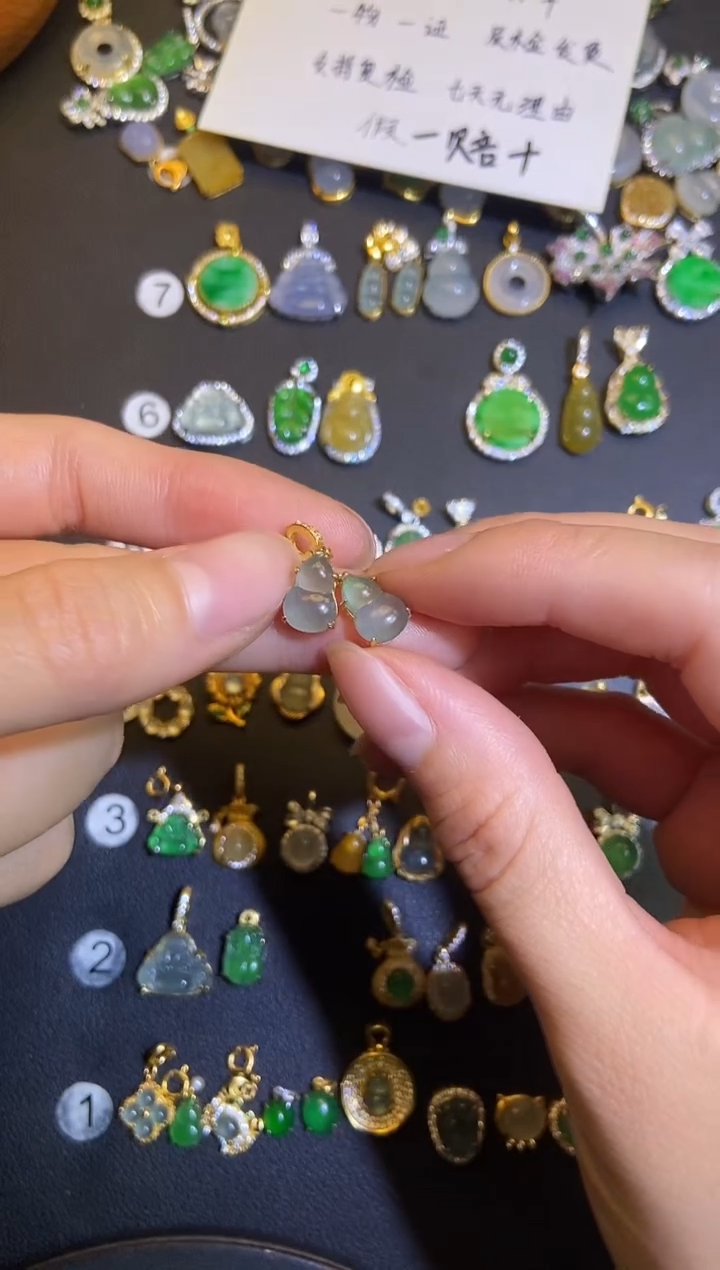 吊坠(不含链)银S925镶嵌翡翠1