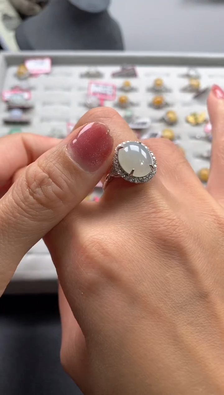 【闪购商品】翡翠戒指银S925镶嵌222222222     5