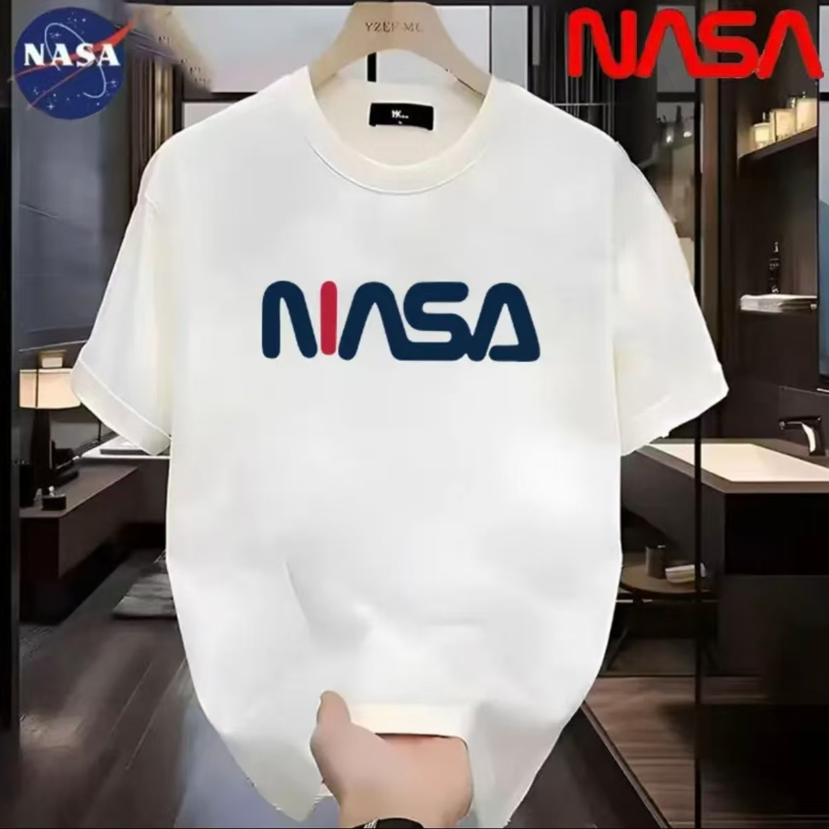 NASA联名纯棉夏季圆领短袖T恤微宽松时尚男女同款休闲百搭07