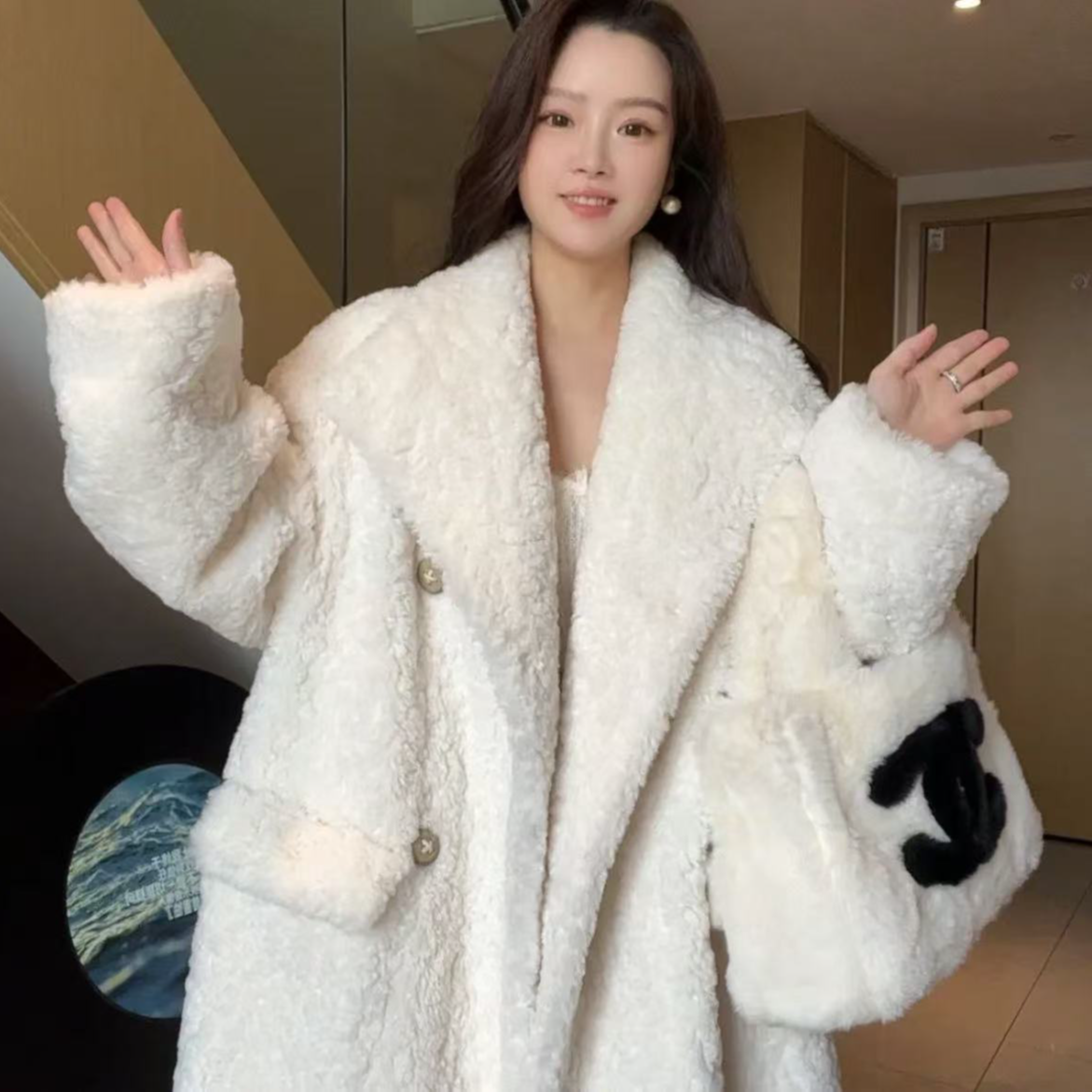 2024秋冬新款芭莎毛毛外套女气质淑女