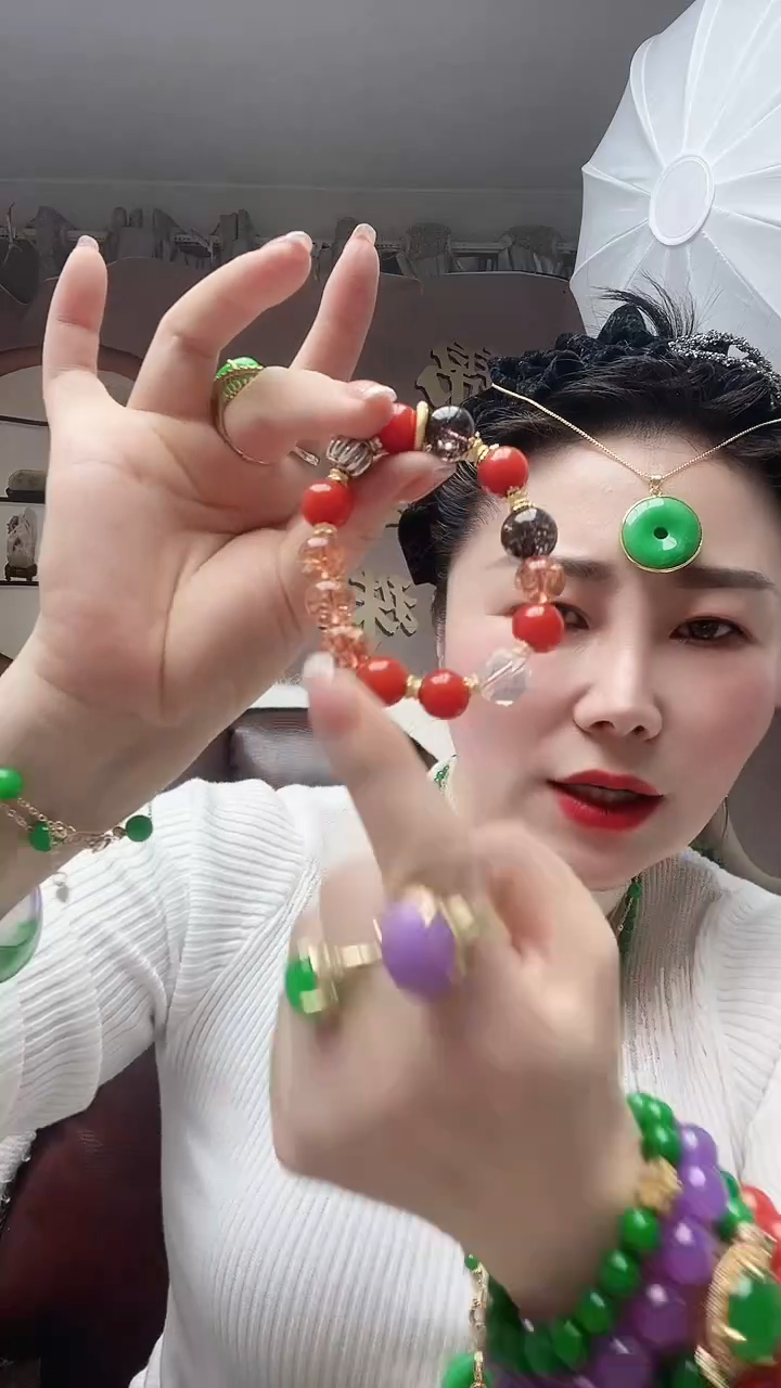 【闪购商品】翡翠手链14K金镶嵌哪吒手链