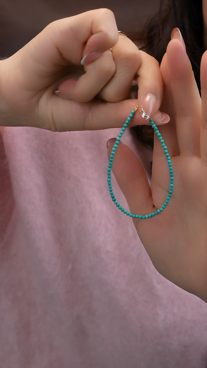 银S925镀金镶嵌绿松石手链1111