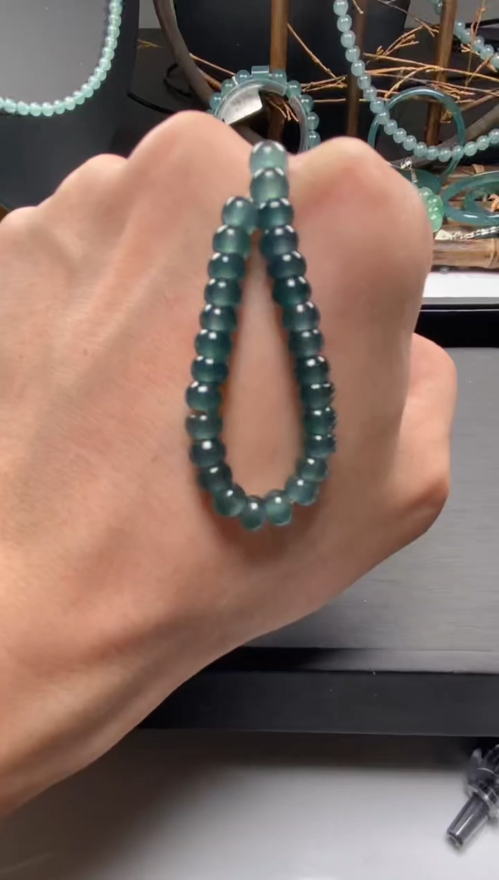 【闪购商品】翡翠手串未镶嵌算盘珠深色