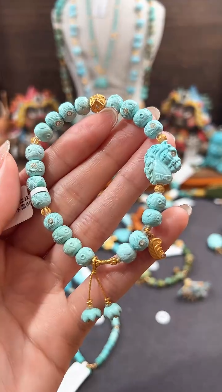 【闪购商品】绿松石手链18K金镶嵌绿松石手链